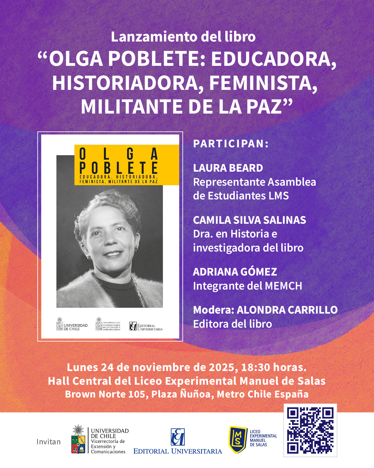 Presentación editorial “Olga Poblete. Educadora, Historiadora, Feminista, Militante de la Paz” – Universidad de Chile